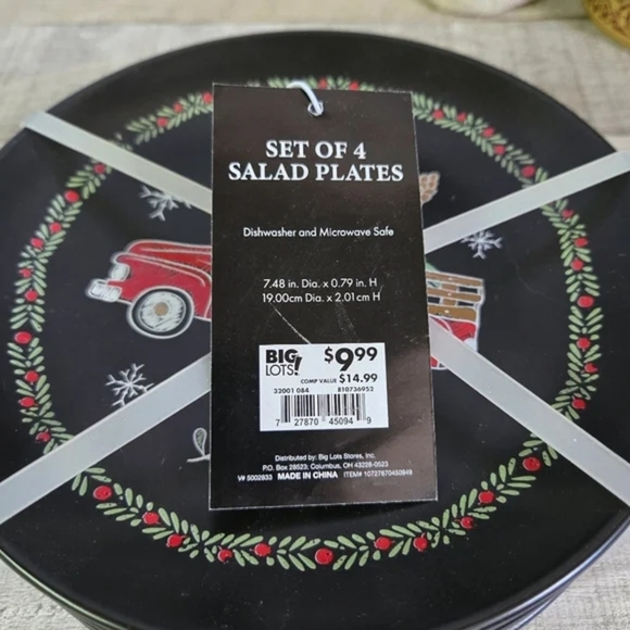 WINTER WONDERLANE | Farmhouse Truck Salad Plates Set of 4 - Picture 2 of 5
